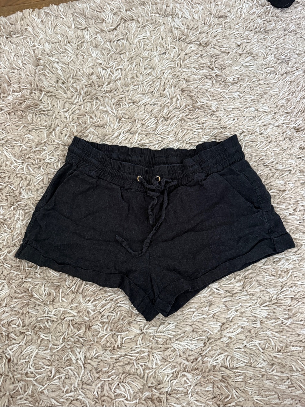 Forever 21 Black Elastic Waist Drawstring Shorts